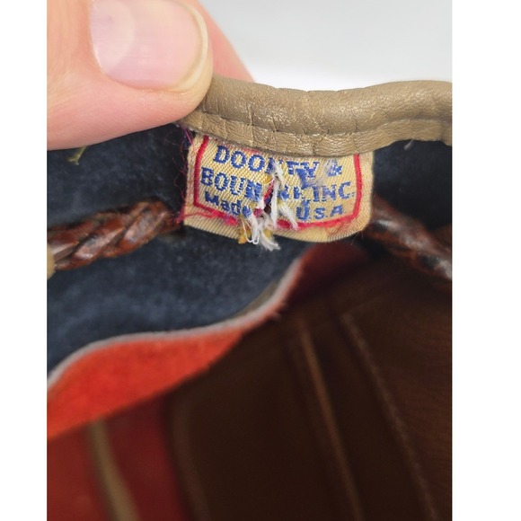 Dooney & Bourke Vintage Teton AWL Red Navy Leather Backpack Drawstring Bag - Picture 7 of 10